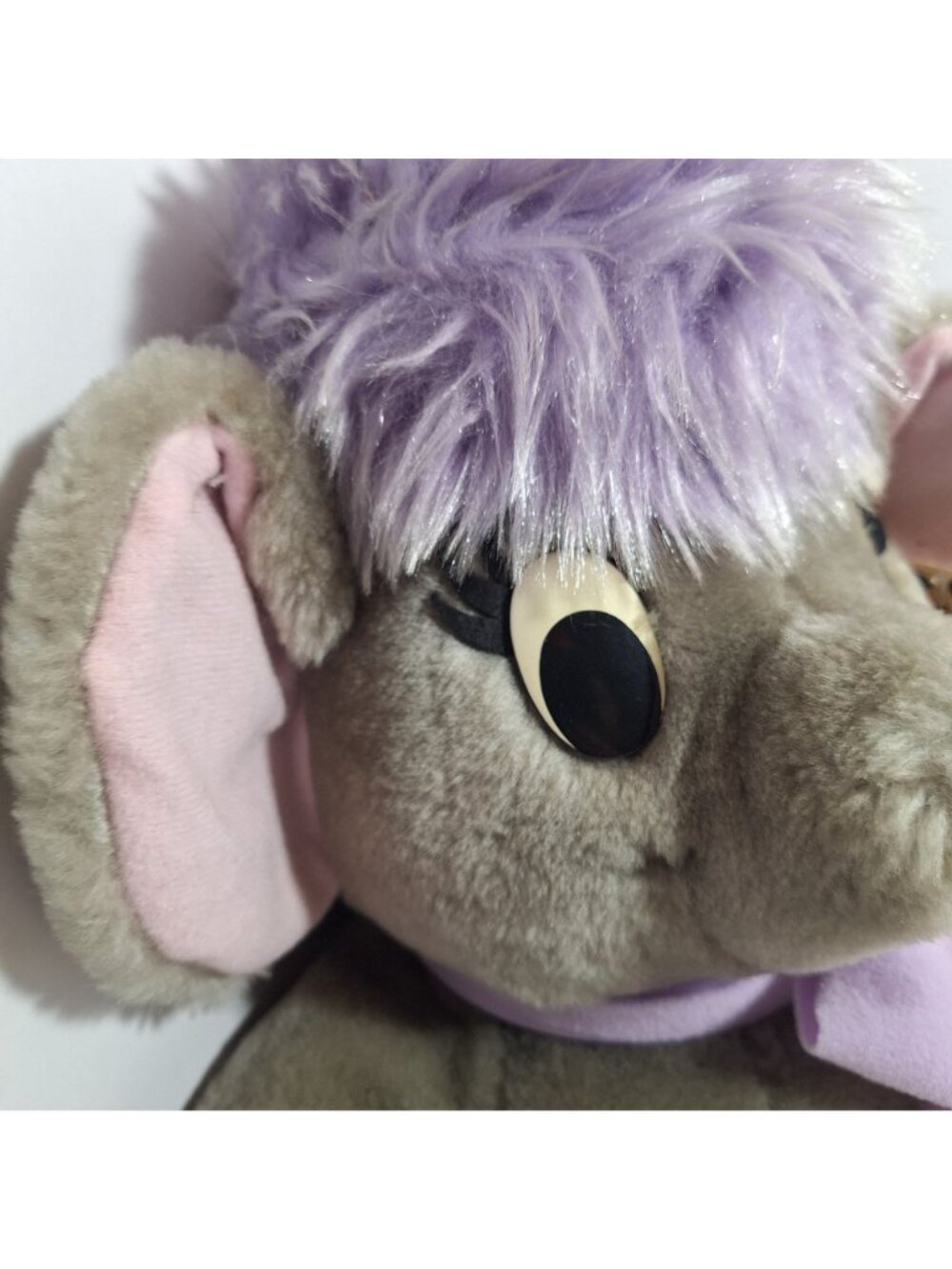 Disney Bianca Plush Mouse Purple Bow 16" Vintage 80s Made in Korea - Picture 6 of 16